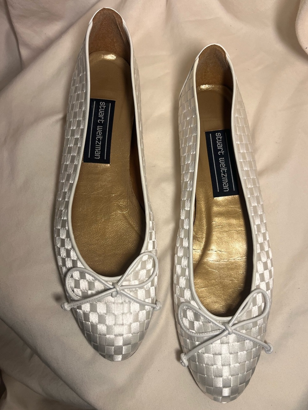 Stuart Weitzman Satin Woven Bow Ballet Flats | Style STRINGALONG | Original Box - Picture 7 of 10